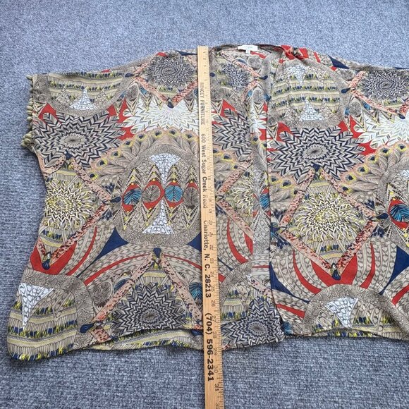 Umgee USA Cardigam Womens S/M Kimono Tribal Pom Pom Trim Sheer Open Boho Artsy - Picture 9 of 14